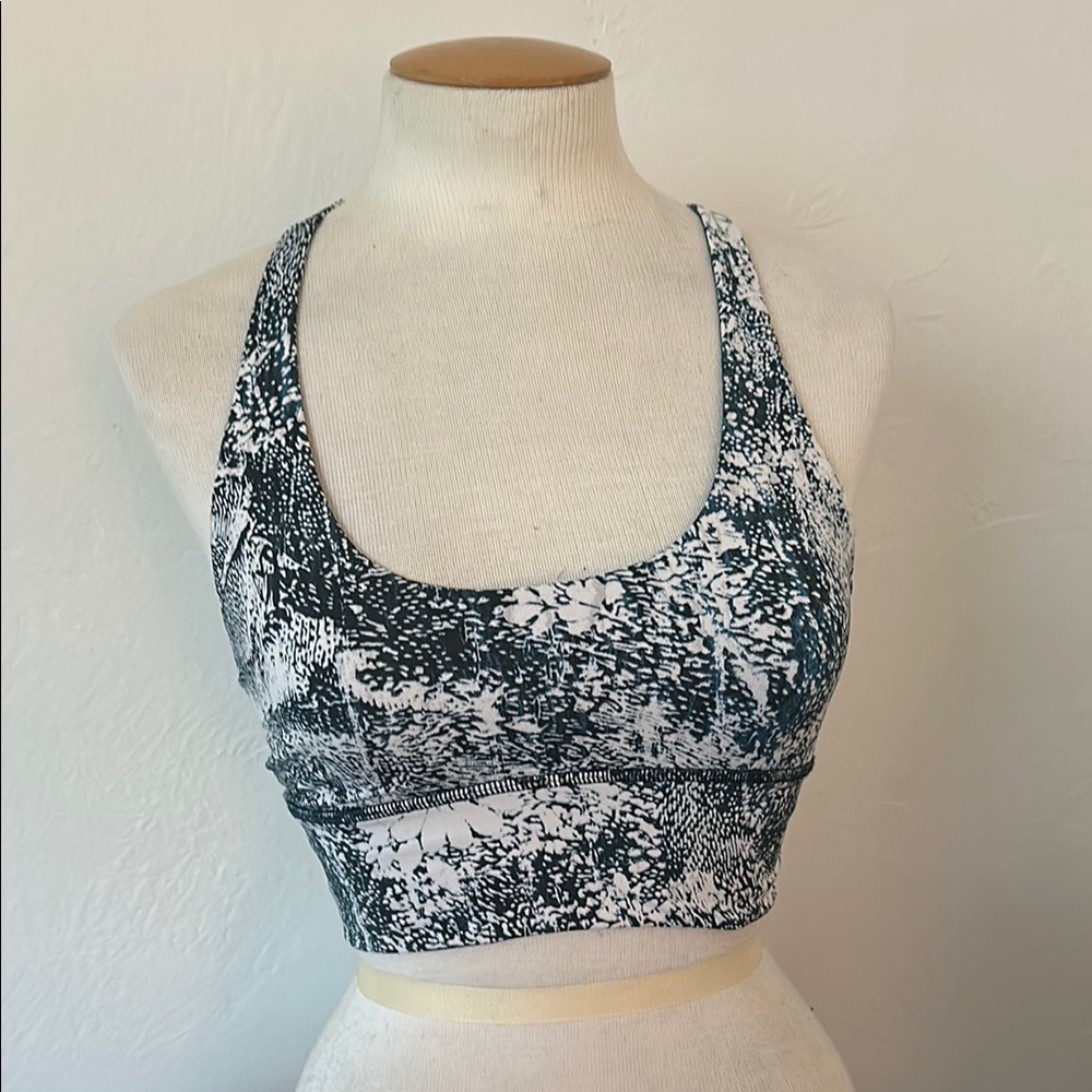 Lululemon Green and White Racerback Sports Bra